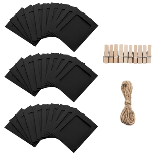 30Pcs 4x6Inch Black Paper Photo Frames with String & Clips - color: Black, size: 4x6inch