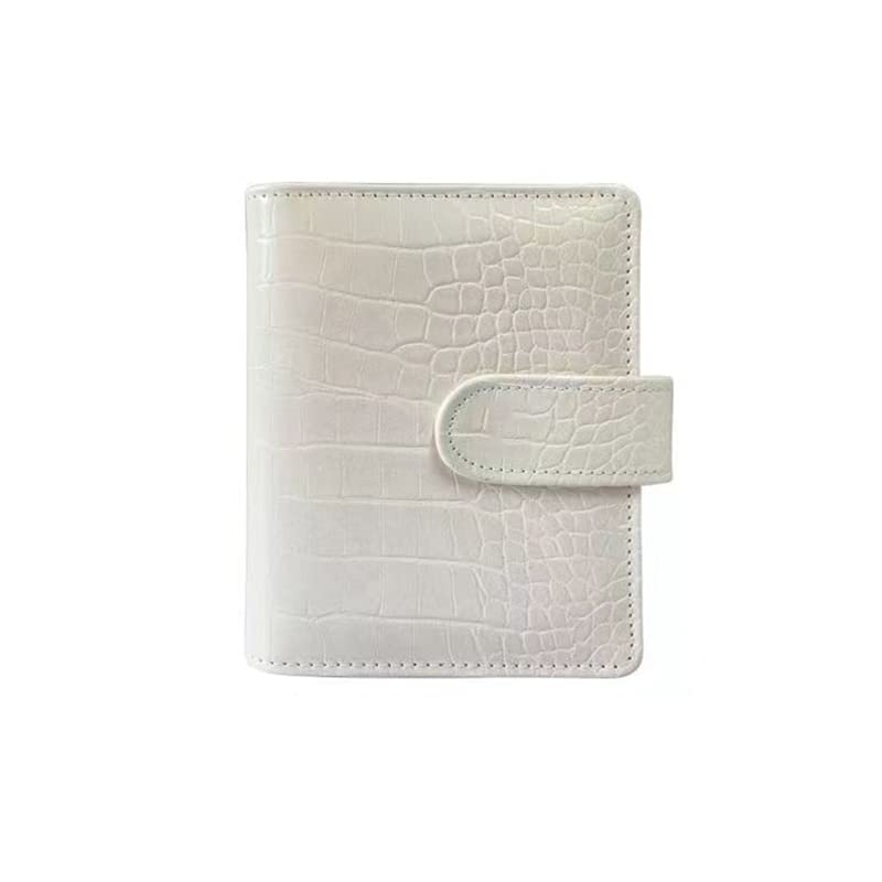 A7 Crocodile Budget Binder Cover - Mini Binder Wallet for Cash Saving, 6-Ring Planner Cover with Hidden Snap Buckle, Beige - color: Beige, size: A7