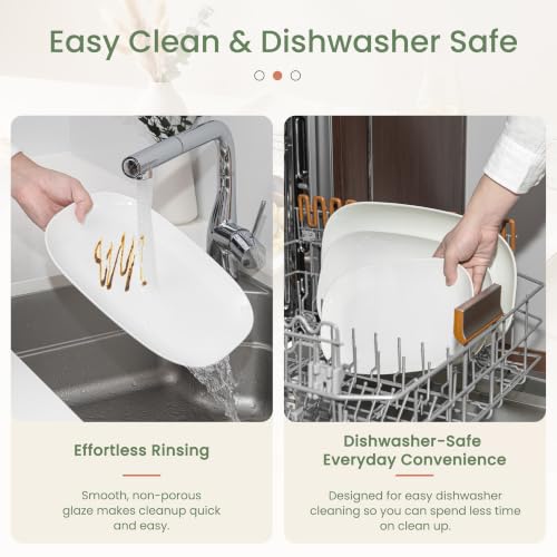 Kassel Ceramic Serving Platter Set 14”/12”/10” White Porcelain Serveware for Parties & Entertaining - Decorative Oven-Safe Serving Dishes & Platters for Food, Cookies, Meat & Turkey Oval Small - size: Small Oval 14”/12”/10”