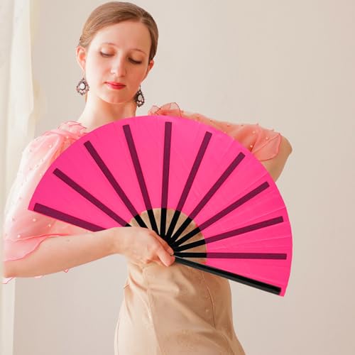 10 PCS Boots on The Ground Hand Fan Bulk - Rave Fans 13 Inch Large Clacking Fans for Line Dancing Make Loud Sounds for Party - color: Pink