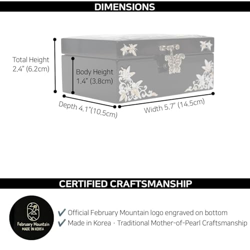 February Mountain Elegant Mother of Pearl Jewelry Organizer Box with Mirror Lid - Gifts for women birthday unique Anniversary Christams and Special Occasions (Birds & Blossoms) - style: Birds & Blossoms