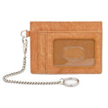 Leather Credit Card Holder with Keychain, Slim RFID Wallet (Tan) - color: Tan