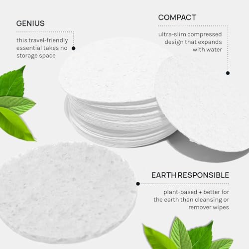 AOA Studio 50-Count Compressed Facial Sponges 100% Natural Cosmetic Spa Sponges for Facial Cleansing, Exfoliating Mask, Remove for Makeup, Dead Skin, and Dirt (White, 50 counts) - color: White, size: 1 Count (Pack of 50)