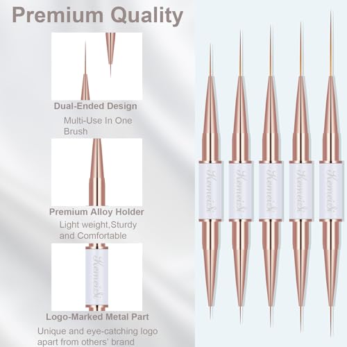 KEMEISI Nail Art Brush Set, 9PCS Double-Ended Acrylic Liner Brush Dotting Pen for Gel Polish, Nail Design Tools for Professional Manicure DIY Home Salon - color: White