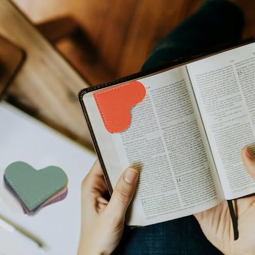 Leather Heart Bookmarks, HOMTEK 6pcs Cute Corner Page Book Marks for Reading Women, Book Lovers Teachers Students, Cute Handmade Reading Gifts(Love A-6pcs) - style: Love A-6PCS