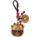 Lucky Cat Charms,Maneki Neko Brass Cat Keychain With Feng Shui Coins,Buddha Statue Kitty Good Luck Charms - color: Lucky Cat
