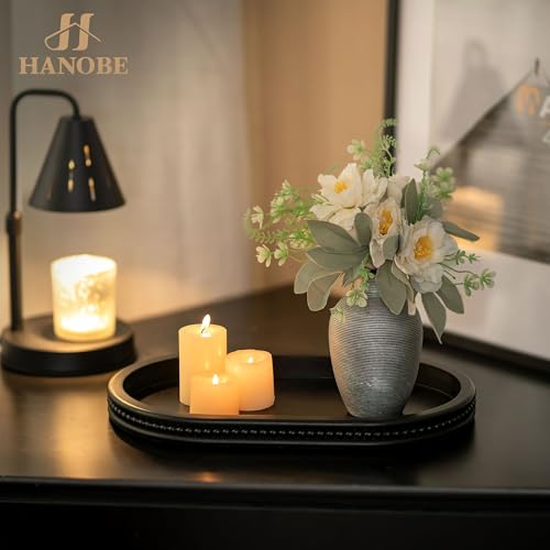 Hanobe Black Decorative Trays for Living Room Coffee Table, Beaded Edge - color: Black