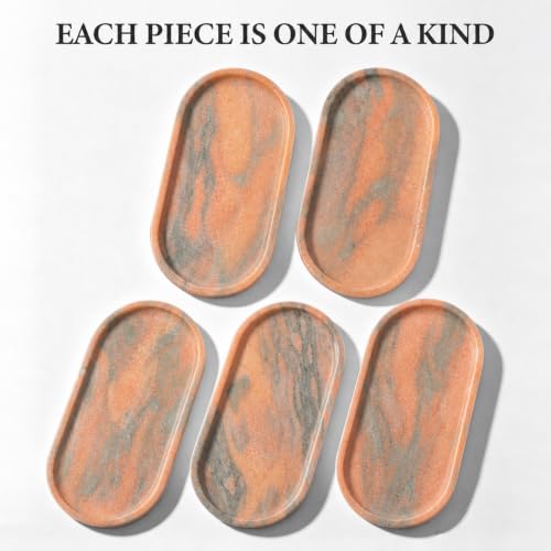 Koville Natural Marble Tray for Bathroom Countertop, Vanity Tray for Decor - color: Rosso Norvegian