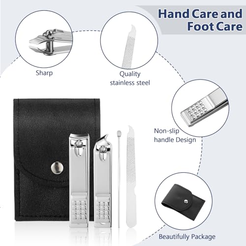 Lasnten 100 Bulk Nail Clipper Set Bulk Manicure Kit Stainless Steel Pedicure Professional Nail Care Kit with Travel Case Portable Grooming for Husband Men Women Family(Black,4 in 1) - color: Black, size: 4 in 1