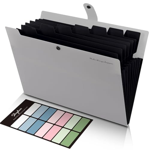 SKYDUE Accordion File Organizer, 8 Pockets Expanding File Folders, Portable Document Paper Organizer, Home College School Office Supplies, Letter Size Gray - color: Gray