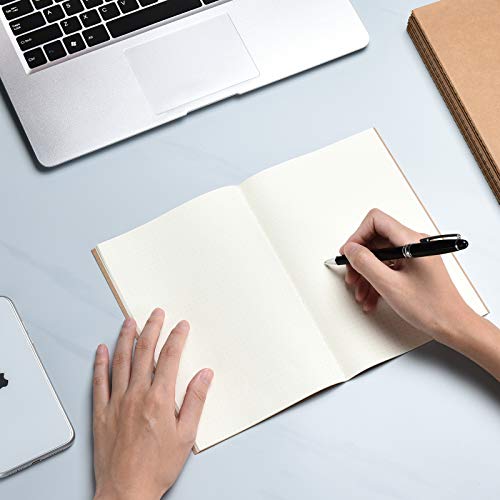 TWONE Travel Journal, 6 Pack Notebook Journal for Travelers Work School Writing Note Taking Kraft Brown Soft Cover Notebooks 5.5” x 8.25”, 60 Dot Grid Pages, 30 Sheets - style: Dotted
