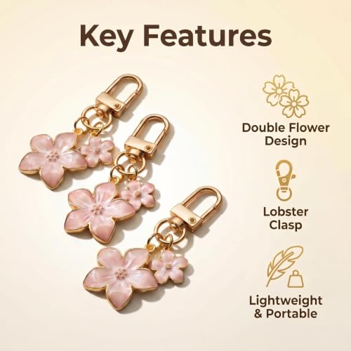 9Pcs Daisy Flower Keychains Gold Alloy Lobster Clasp Bag Charms for Handbags Backpacks Car Keys Women Accessories Set - color: 3-pink