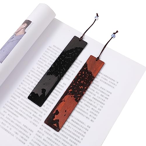 Couple Bookmarks for Men Women, Unique Wood Bookmark, Couple Gift for Men Women Boyfriend Girlfriend, Anniversary Gift (Reading Under The Tree) - style: Reading Under the Tree