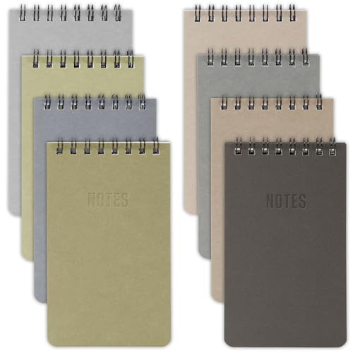 Aesthetic Pocket Notebooks Set Of 8 - Small 3x5 Spiral Notepads for Women - color: Muted Nature Tones