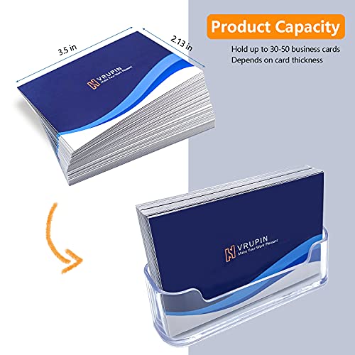 Vrupin Business Card Holder for Desk - 4 Pack Acrylic Business Card Holder , Fits 30-50 Business Cards Display Business Card Stand Desktop Business Card Holders for Exhibition