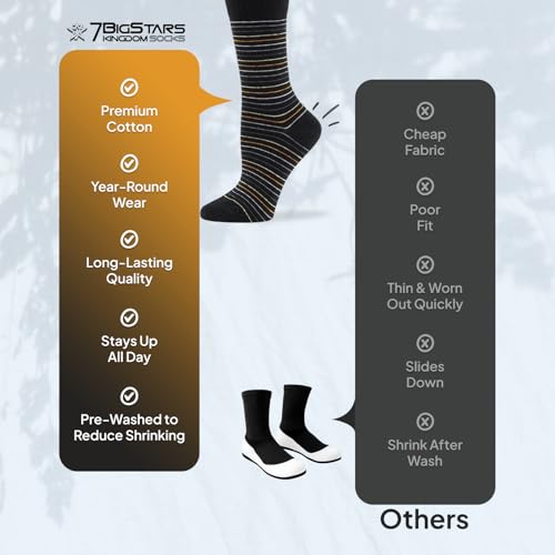 7BIGSTARS Women Cotton Crew Socks, Patterned 4 Pack, M 5-9 - L 8-12 - color: 01a - Black Assortment (A29), size: 8-12