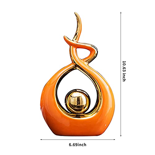 Norrclp Home Decor Modern Abstract Art Ceramic Statue Table Decor (Small) - color: Orange and Gold, size: Small