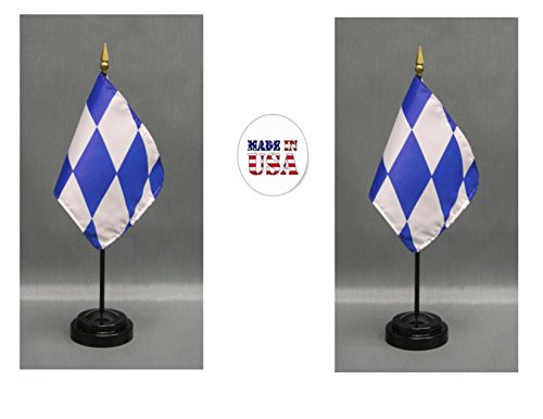 2 Bavaria Mini Desk Flags with Stands for Office or Tabletop Display - color: Bavaria