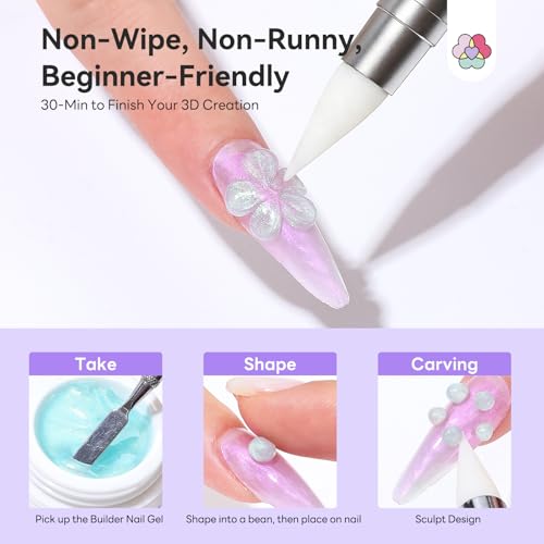 SAVILAND 6PCS Solid Builder Nail Gel Kit Non-Sticky Aurora 30 Day Long-Wear - color: Aurora