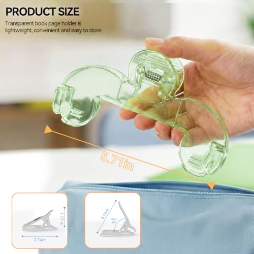 Transparent Book Page Holder for Reading, Large Book Clip, Green - color: Green