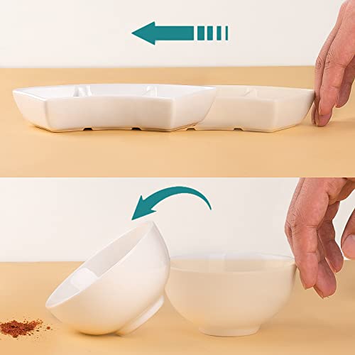 DELLING Ceramic Dipping Sauce Bowls Set - 3 Oz Dipping Dishes- Small Bowls for Sushi, BBQ or Fondue - Great for Different Sauce and Dip, Set of 5