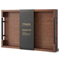 Fibogollo Bamboo Serving Trays with Metal Handles,Medium(Brown) - style: Brown-Medium