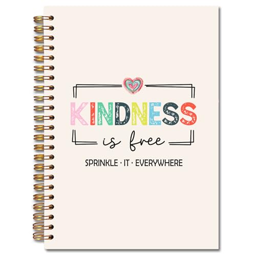 JINYO Inspirational Kindness Quote Notebook, Kindness Gifts, Kindness Is Free Sprinkle It Everywhere Motivational Notebooks for Women Men, Positive Affirmations Journal, Spiral Notebook 5.5x8.3 Inch - color: white Kindness Notebook
