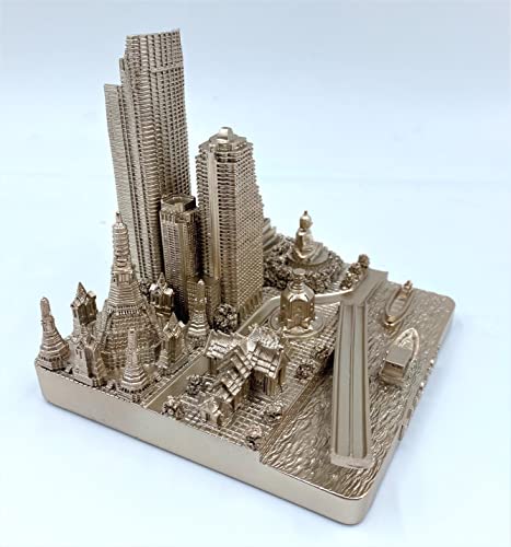 ZIZO Modern The World Landmarks Model Buildings City Skyline Statue for Home Decor for Boy Friends Gold 4" (Bangkok) - color: Bangkok