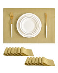 Leetaltree Gold Frame Placemats Set of 12 - Heat Resistant Woven Vinyl - color: C1- Gold Frame, size: Set of 12