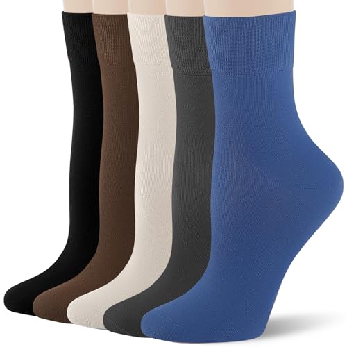 FGZ Women's Crew Socks 5 Pairs Soft Combed Cotton,Breathable Everyday Casual Socks for Women - color: 08-mix Color08, size: 5-9