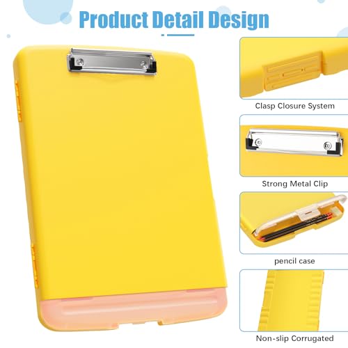 Hongri Clipboard with Storage with Pencil Case, 8.5 x 11 Storage Clip Board - color: Yellow