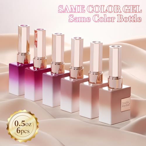 Double Rhythm Cat Eye Gel Nail Polish Set of 6 Same Color Same Bottle 0.5 Oz Shimmer Glitter with Magnet Holographic Reflective Magnetic UV Nail Polish Kit at Home (Nude Pink Rose-T6-30) - color: Ice Crystal