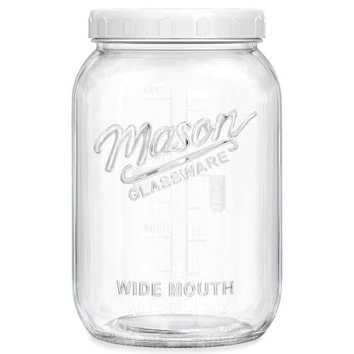 1 Gallon Large Mason Jars with Lid, Glass Flour Storage Containers, 128 OZ