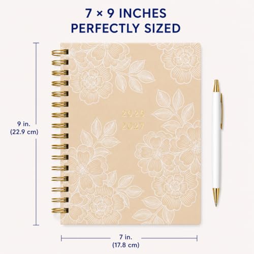 WORLD TRAVELER Academic Planner School Organizer Jul 2026-Dec 2027, 7"x9" - color: Tan Floral