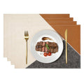 New Microfi Indoor/Outdoor Washable Faux Leather Vinyl Patchwork Placemats, Set of 4 (Brown) - color: Brown