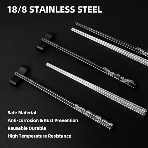 Dragon & Phoenix Reusable Stainless Steel Chopsticks Set, 2 Pairs - size: Titanium Plating