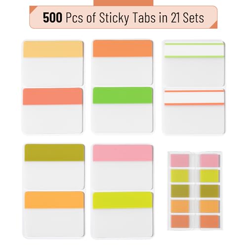 Mr. Pen- Sticky Index Tabs, 500 Pcs, 21 Sets, Colorful - color: Citrus