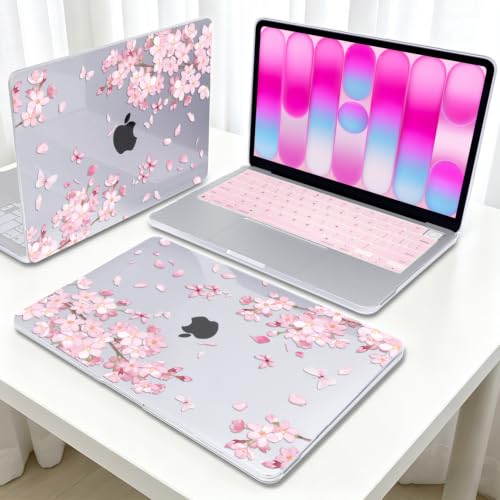 Cherry Blossom Protective Case for 2026 MacBook Neo 13 Inch A3404 - color: Cherry Blossom & Butterfly