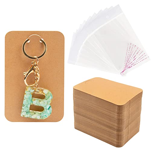 Temlum 3''x4.7'' Keychain Display Cards with Self-Sealing Bags, Brown 100p - color: Brown