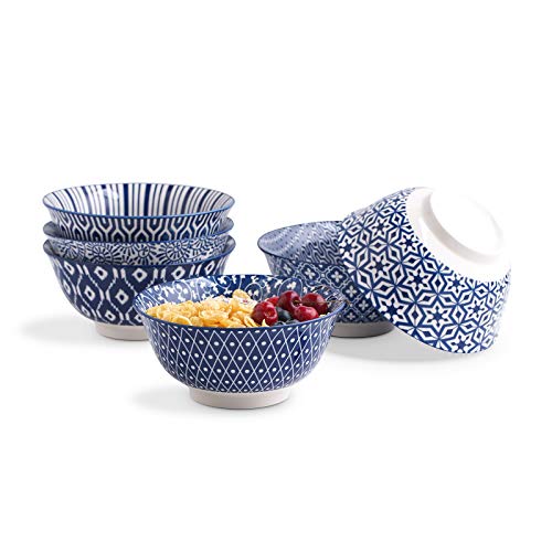 Selamica Porcelain 11oz Ice Cream Bowls Set of 6, Small Bowls, Vintage Blue - color: Vintage Blue, size: 5 inches