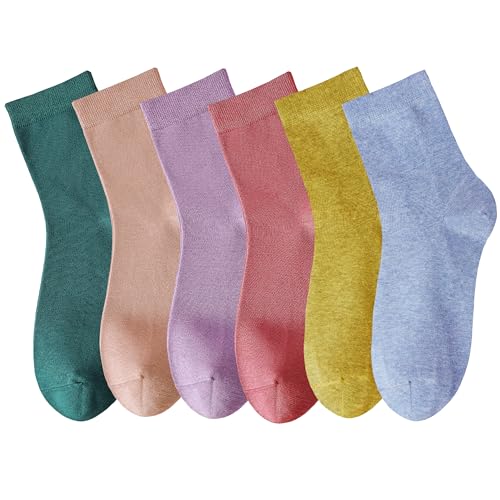 MAGIARTE Womens Mini Crew Cotton Socks,6 Pairs - color: Color#13
