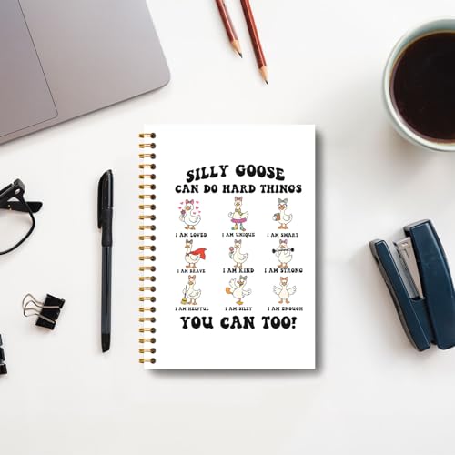 Guymn Coquette Bow Goose Inspirational Notebook, Positive Affirmation Journal for Kids Girls, Goose Can Do Hard Things Motivational Hardcover Spiral Notebooks Journals 5.5x8.3 Inch - color: Section 6