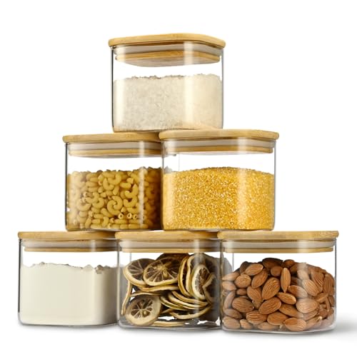 D2scrma 22oz/0.7Qt/650ml Square Glass Storage Containers with Lids 6-Pack - size: 22oz*6