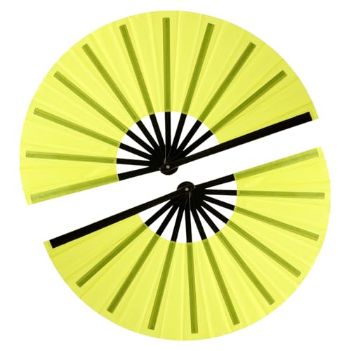 13inch Large Rave Fan Popping Fan Clacking Fans for Line Dancing,Hand Fans for Women Foldable,Boots on The Ground Fan,Portable for Outdoor,Wedding,Party,Decoration(Yellow,2 Packs) - color: Yellow