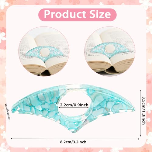 Book Page Holder, Dried Flower Resin Thumb Book Page Holder 2 Pieces Gifts for Book Lovers Book Accessories for Book Lovers Readers Teachers Students - color: Crescent: Cyan