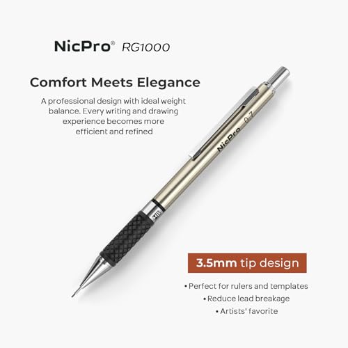 Nicpro 0.7 mm Art Mechanical Pencils Set in Storage Case, 6 PCS - style: 6 Pack (0.7mm)