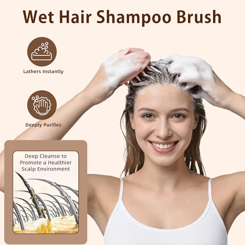 Nimiah Extra-Soft Scalp Massager Shampoo Brush Silicone Scalp Scrubber with Longer Flexible Bristles for Gentle Detangling, Deep Cleansing & Relaxing Scalp Care, Manicure Safe & Travel-Friendly - color: Pink