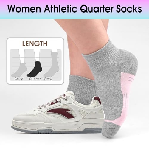 cuangya Women Athletic Ankle Cushioned Running Socks 6-Pairs - color: 5 Pairs Gray Socks, size: 8-10