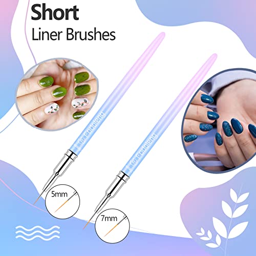 Liner Brush for Nails, 6 Pcs Thin Nail Art Brushes - color: Blue2