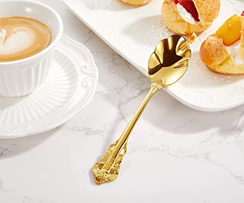 KEAWELL Premium Luxury 4-Piece 6-Inch Tea Spoon Set (Gold) - color: Gold